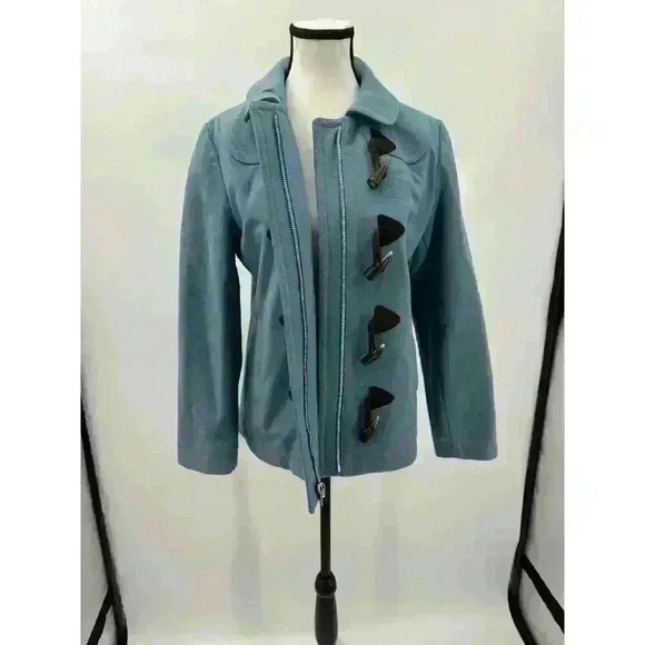Gap Women's 60's Inspired Blue Toggle Button Coat w/ Inner Zipper‎ Coat Sz Small - Picture 8 of 15
